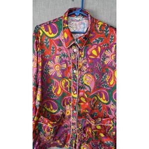Kilo Brava Bright Floral Print Sateen Pajama Top Size XXXL